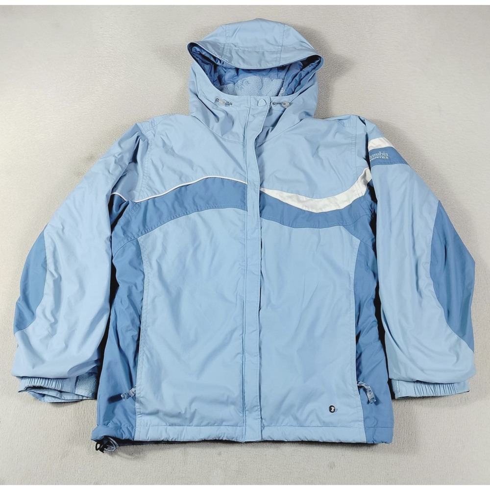 Vintage Columbia Jacket Womens Medium Blue Vertex Hooded Insulated Fleece Lined